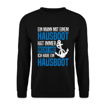 Houseboat captain boater Driving licence for - Unisex Sweatshirt - black - Front - Alina (178cm) & Michal (187cm)