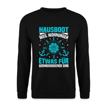 Houseboat license for boaters - Unisex Sweatshirt - black - Front - Alina (178cm) & Michal (187cm)