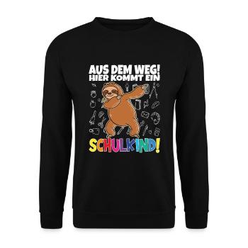Schulkind 2024 Einschulung Schulanfang - Unisex Pullover - Schwarz - Vorne - Alina (178cm) & Michal (187cm)
