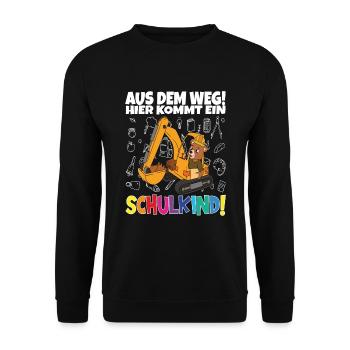 schulkinder outfit erstklassig - Unisex Pullover - Schwarz - Vorne - Alina (178cm) & Michal (187cm)