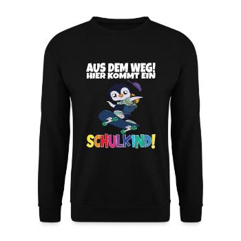Schulkind 2024 Einschulung Schulanfang - Unisex Pullover - Schwarz - Vorne - Alina (178cm) & Michal (187cm)