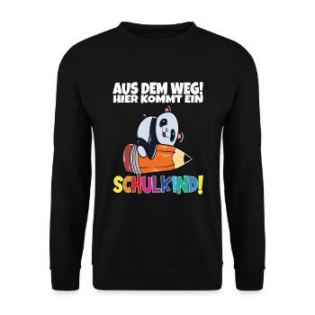 Schulkind 2024 Einschulung Schulanfang - Unisex Pullover - Schwarz - Vorne - Alina (178cm) & Michal (187cm)