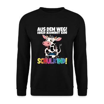 Schulkind 2024 Einschulung Schulanfang - Unisex Pullover - Schwarz - Vorne - Alina (178cm) & Michal (187cm)