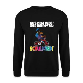 Schulkind 2024 Einschulung Schulanfang - Unisex Pullover - Schwarz - Vorne - Alina (178cm) & Michal (187cm)