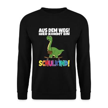 Schulkind 2024 Einschulung Schulanfang - Unisex Pullover - Schwarz - Vorne - Alina (178cm) & Michal (187cm)