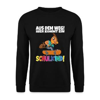Schulkind 2024 Einschulung Schulanfang - Unisex Pullover - Schwarz - Vorne - Alina (178cm) & Michal (187cm)