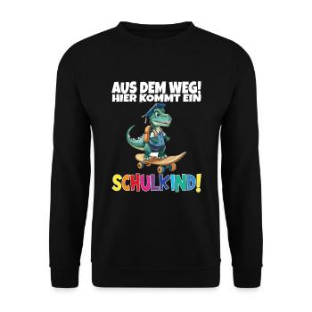 Schulkind 2024 Einschulung Schulanfang - Unisex Pullover - Schwarz - Vorne - Alina (178cm) & Michal (187cm)