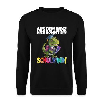 Schulkind 2024 Einschulung Schulanfang - Unisex Pullover - Schwarz - Vorne - Alina (178cm) & Michal (187cm)
