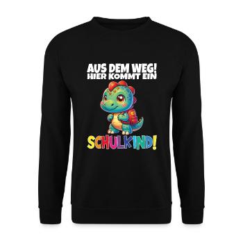 Schulkind 2024 Einschulung Schulanfang - Unisex Pullover - Schwarz - Vorne - Alina (178cm) & Michal (187cm)