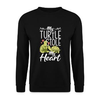 Schildkröte Meeresschildkröte Geschenk - Unisex Pullover - Schwarz - Vorne - Alina (178cm) & Michal (187cm)