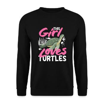 Schildkröte Meeresschildkröte Geschenk - Unisex Pullover - Schwarz - Vorne - Alina (178cm) & Michal (187cm)