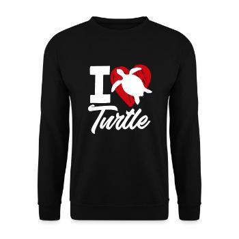 Schildkröte Meeresschildkröte Geschenk - Unisex Pullover - Schwarz - Vorne - Alina (178cm) & Michal (187cm)