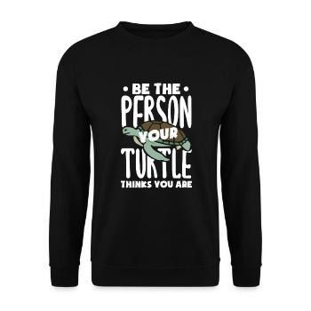 Schildkröte Meeresschildkröte Geschenk - Unisex Pullover - Schwarz - Vorne - Alina (178cm) & Michal (187cm)