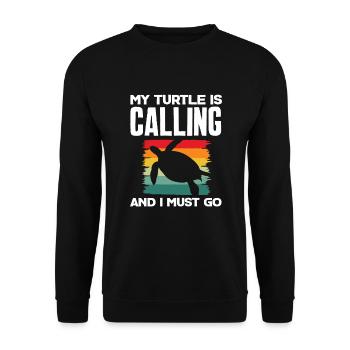 Schildkröte Meeresschildkröte Geschenk - Unisex Pullover - Schwarz - Vorne - Alina (178cm) & Michal (187cm)