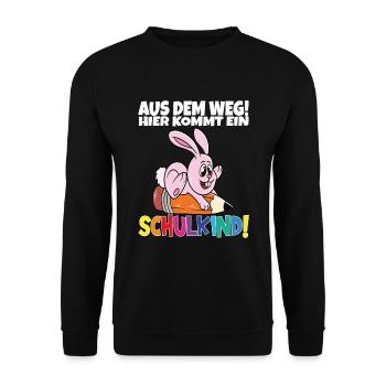 Schulkind 2024 Einschulung Schulanfang - Unisex Pullover - Schwarz - Vorne - Alina (178cm) & Michal (187cm)