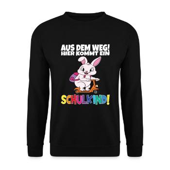 Schulkind 2024 Einschulung Schulanfang - Unisex Pullover - Schwarz - Vorne - Alina (178cm) & Michal (187cm)