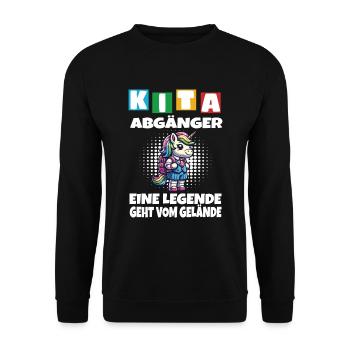 KITA Leavers School Child School Enrollment - Unisex Sweatshirt - black - Front - Alina (178cm) & Michal (187cm)