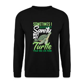 Schildkröte Meeresschildkröte Geschenk - Unisex Pullover - Schwarz - Vorne - Alina (178cm) & Michal (187cm)
