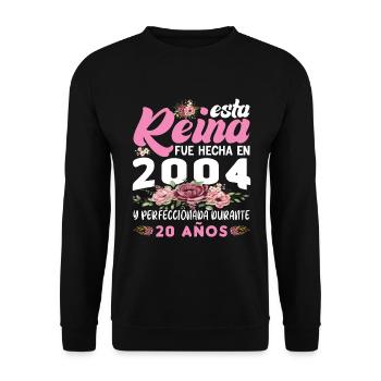 20 Jahre Geburtstagsgeschenk Frau aus dem Jahr 2004 - Unisex Pullover - Schwarz - Vorne - Alina (178cm) & Michal (187cm)
