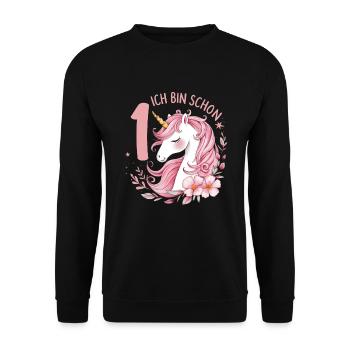 1st Birthday Girl 1 Year Horse Horses Unicorn - Unisex Sweatshirt - black - Front - Alina (178cm) & Michal (187cm)