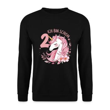 2ème anniversaire fille 2 ans cheval chevaux licorne - Sweat-shirt Unisexe - noir - Devant - Alina (178cm) & Michal (187cm)