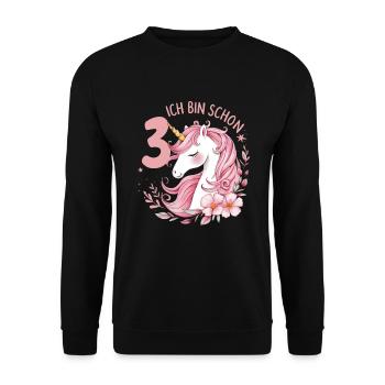3. Geburtstag Mädchen 3 Jahre Pferd Pferde Einhorn - Unisex Pullover - Schwarz - Vorne - Alina (178cm) & Michal (187cm)