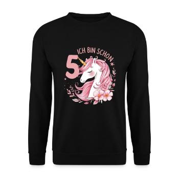 5th Birthday Girl 5 Years Horse Horses Unicorn - Unisex Sweatshirt - black - Front - Alina (178cm) & Michal (187cm)