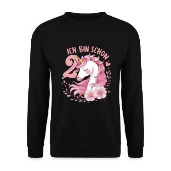 2ème anniversaire fille 2 ans cheval chevaux licorne - Sweat-shirt Unisexe - noir - Devant - Alina (178cm) & Michal (187cm)