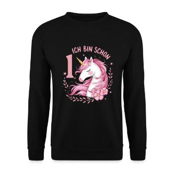 1st Birthday Girl 1 Year Horse Horses Unicorn - Unisex Sweatshirt - black - Front - Alina (178cm) & Michal (187cm)