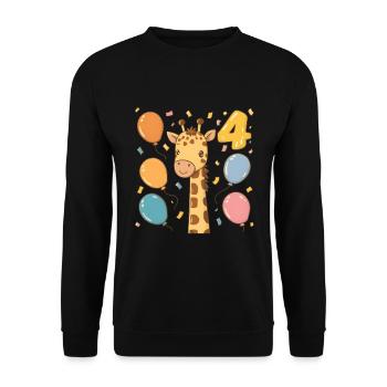 4th Birthday Giraffe Children's Birthday Party - Unisex Sweatshirt - black - Front - Alina (178cm) & Michal (187cm)