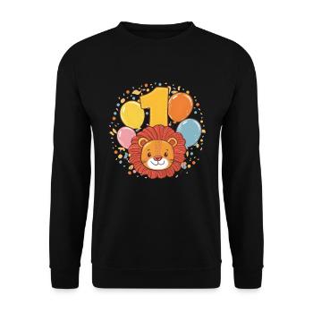 1er anniversaire Leo Fête d’anniversaire des enfants - Sweat-shirt Unisexe - noir - Devant - Alina (178cm) & Michal (187cm)