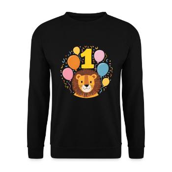 1er anniversaire Leo Fête d’anniversaire des enfants - Sweat-shirt Unisexe - noir - Devant - Alina (178cm) & Michal (187cm)