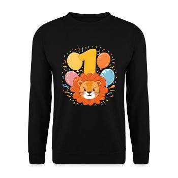 1er anniversaire Leo Fête d’anniversaire des enfants - Sweat-shirt Unisexe - noir - Devant - Alina (178cm) & Michal (187cm)