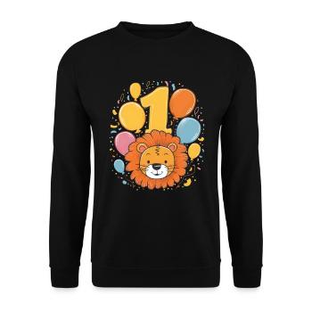1er anniversaire Leo Fête d’anniversaire des enfants - Sweat-shirt Unisexe - noir - Devant - Alina (178cm) & Michal (187cm)