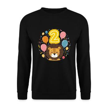 2ème anniversaire Leo Fête d’anniversaire des enfants - Sweat-shirt Unisexe - noir - Devant - Alina (178cm) & Michal (187cm)