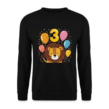 3. Geburtstag Löwe Kindergeburtstag - Unisex Pullover - Schwarz - Vorne - Alina (178cm) & Michal (187cm)