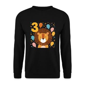 3rd Birthday Leo Kids Birthday - Unisex Sweatshirt - black - Front - Alina (178cm) & Michal (187cm)