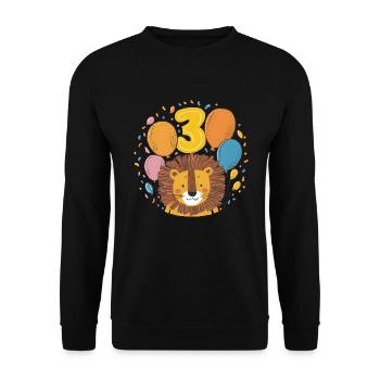 3rd Birthday Leo Kids Birthday - Unisex Sweatshirt - black - Front - Alina (178cm) & Michal (187cm)