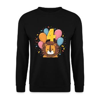 4th Birthday Leo Children's Birthday Party - Unisex Sweatshirt - black - Front - Alina (178cm) & Michal (187cm)