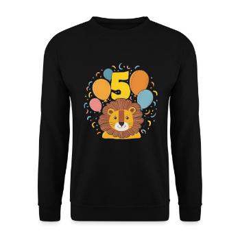5ème anniversaire Leo Fête d’anniversaire des enfants - Sweat-shirt Unisexe - noir - Devant - Alina (178cm) & Michal (187cm)