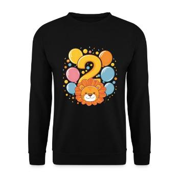 2ème anniversaire Leo Fête d’anniversaire des enfants - Sweat-shirt Unisexe - noir - Devant - Alina (178cm) & Michal (187cm)