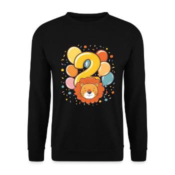 2ème anniversaire Leo Fête d’anniversaire des enfants - Sweat-shirt Unisexe - noir - Devant - Alina (178cm) & Michal (187cm)