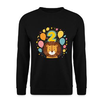 2ème anniversaire Leo Fête d’anniversaire des enfants - Sweat-shirt Unisexe - noir - Devant - Alina (178cm) & Michal (187cm)