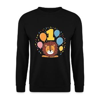 1er anniversaire Leo Fête d’anniversaire des enfants - Sweat-shirt Unisexe - noir - Devant - Alina (178cm) & Michal (187cm)