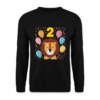 2ème anniversaire Leo Fête d’anniversaire des enfants - Sweat-shirt Unisexe - noir - Devant - Alina (178cm) & Michal (187cm)
