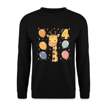 4th Birthday Giraffe Children's Birthday Party - Unisex Sweatshirt - black - Front - Alina (178cm) & Michal (187cm)