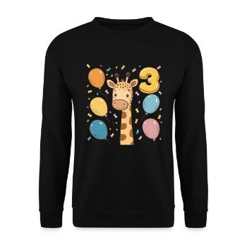 Fête d’anniversaire des enfants girafe du 3e anniversaire - Sweat-shirt Unisexe - noir - Devant - Alina (178cm) & Michal (187cm)