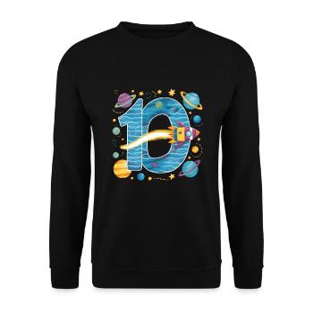 10. Geburtstag Jungen 10 Jahre Planeten Geburtstag - Unisex Pullover - Schwarz - Vorne - Alina (178cm) & Michal (187cm)