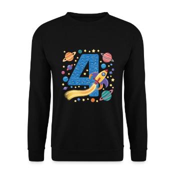 4th Birthday Boys 4 Years Planet Birthday - Unisex Sweatshirt - black - Front - Alina (178cm) & Michal (187cm)