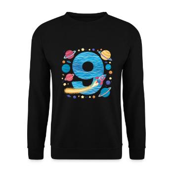 9th Birthday Boys 9 Years Planet Birthday - Unisex Sweatshirt - black - Front - Alina (178cm) & Michal (187cm)